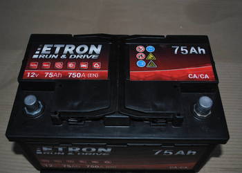 Akumulator Etron Run & Drive 12 v 75Ah 730A nowy gwarancja