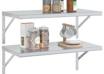 Półki ścienne 2 szt. 75x40 cm srebrna stal nierdzewna WM-3214505