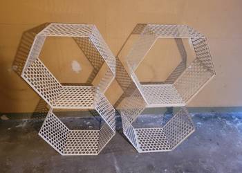 Metalowe półki półka heksagon LOFT biały plaster miodu – industrial
