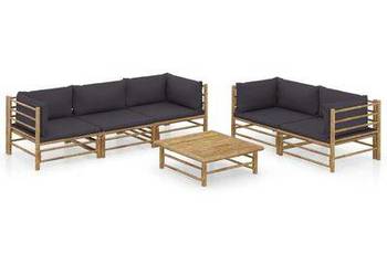 vidaXL 6-cz. zestaw mebli do ogrodu, ciemnoszare poduszki, bamb(sku3058210)