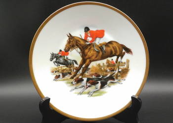 Porcelanowy talerz kolekcjonerski z motywem polowania na lisy
