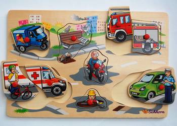 Puzzle drewniane dla dzieci Eichhorn, pojazdy