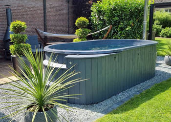 BASEN WOLNOSTOJĄCY OGRODOWY 420 FILTRACJA, ZABUDOWA Z DESKI KOMPOZYTOWEJ