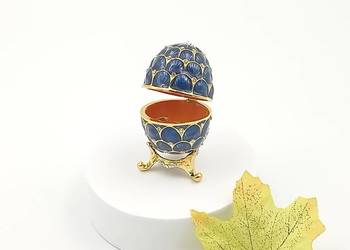 Jajko jajo faberge pojemniki szkatułka niebieski