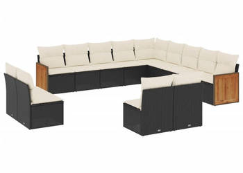 13-cz. zestaw mebli do ogrodu poduszki czarny rattan PE WM-3260565