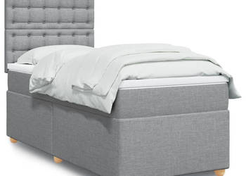 Łóżko kontynentalne z materacem jasnoszare tkanina 90x200 cm WM-3293477