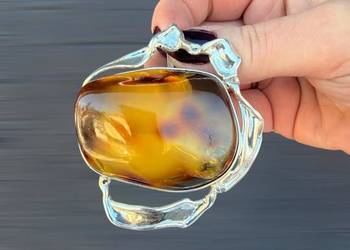 Artystyczny wisior srebro 925 bursztyn bałtycki unikat rękodzieło