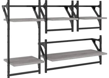 Zestaw 4 półek ściennych z drążkami szary dąb sonoma WM-836266