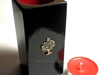 Świecznik czarny drzewko tealight różany rękodzieło prezent