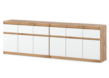 Komoda Z 6 Szufladami Szafka Nowoczesna Salon 240cm Dąb Wotan Biały Mat