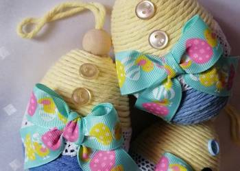 Zestaw 6 sztuk jajek jwielkanocnych z sznurka bawełnianego. Ozdoby