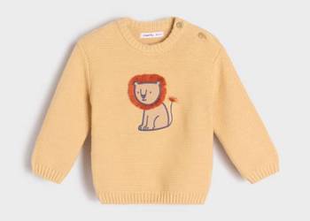 Sweter niemowlęcy Sinsay 68 pomarańczowy lew bawełna