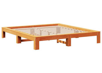 Łóżko bez materaca woskowy brąz drewno sosnowe 200x200 cm WM-3308728