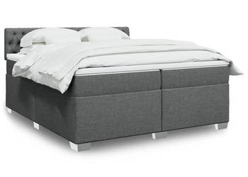 Łóżko kontynentalne z materacem ciemnoszara tkanina 200x200 cm WM-3288303
