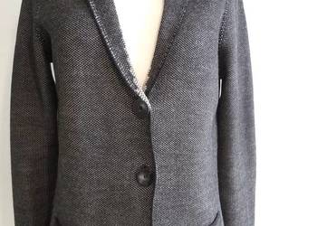 Sweter Kardigan Wełniany 100% Wełna Dziewicza Żakietowy Luksusowa Marka