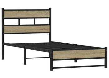 Łóżko Czarne Metalowe Rama Łóżka Metalowa Ze Stelażem 90x200 cm WM-4017265
