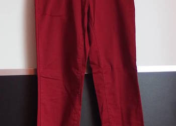 burgundowe spodnie rurki H&M xs 34 złote zamki