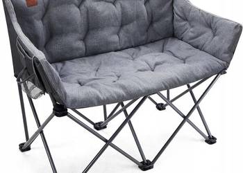 Składane Krzesło Kempingowe dla 2 osób Szare Udźwig 320 kg sofa
