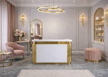 Biała - złota lada sklepowa / recepcja Premium 140x60x115