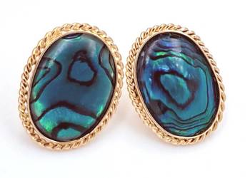 WYPRZEDAŻ !-35% Kolczyki Złote pr.585 z Muszlą Abalone Shell Z-593