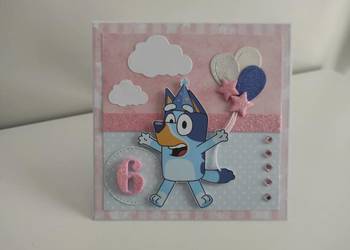 Kartka ręcznie robiona na urodziny dla dziewczynki Blue