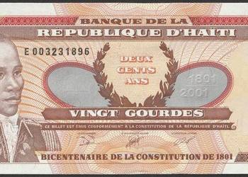 Haiti	20 gourdes 2001 - stan bankowy UNC