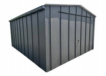 Garaż blaszany 4x6 na rąbek grafitowy dach dwuspadowy brama uchylna