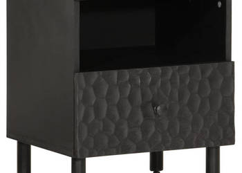 Szafka nocna czarna 40x33x46 cm lite drewno mango WM-356825