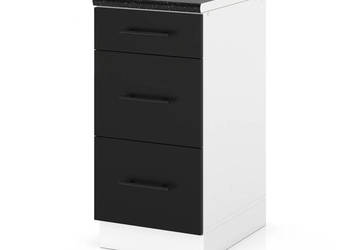 Szafka Kuchenna Stojąca Z Blatem 3 Szuflady 40cm Spremium Czarny Mat