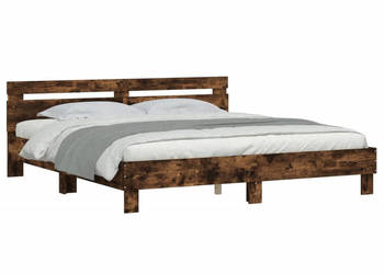 Rama łóżka z wezgłowiem i LED przydymiony dąb 160x200 cm WM-3207536