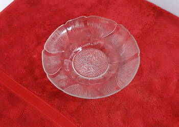 Duża Szklana Patera 32 cm – Kwiatowy Wzór – Vintage / Retro PRL