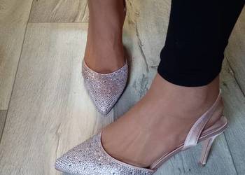 (41) Coast/ Bogato zdobione czółenka wieczorowe z odkrytą piętą, NOWE