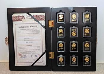 UNIKAT: Złota Kolekcja „Legendarne Złote Monety Świata” – Komplet 12 sztuk