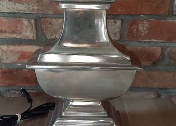 Lampka metalowa niklowana Srebrna Stołowa Gabinetowa Nocna Lampa 41cm (674)