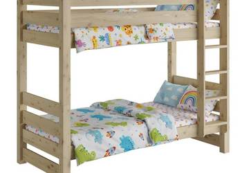 Łóżko piętrowe z litego drewna 2 materace kieszeniowe Janpol