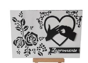 Zaproszenia Ślub Ręce W Sercu B6 Czerń - Biel
