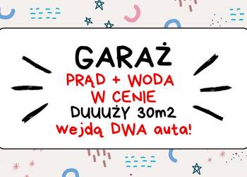 Garaż - DUŻY 30m2 prąd 230v woda Metro Kabaty Ursynów Wąwozowa Kabacki Dukt