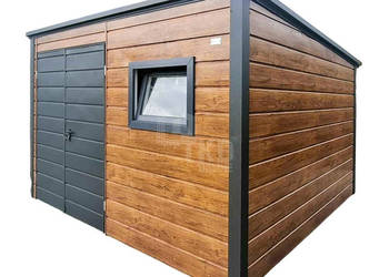 Schowek domek ogrodowy 4x3m brama dwuskrzydłowa okno dach rynny TKD431