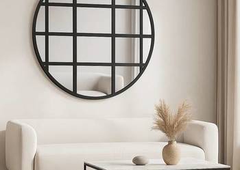 Lustro MANHATTAN – designerskie okrągłe lustro loftowe ze szprosami w ramie