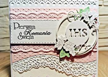 Kartka komunijna dla dziewczynki ręcznie robiona/Kartka na I Komunię Świętą