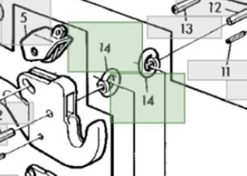 John Deere 14M7284 Nakrętka M8 z pierścieniem mocującym Hak kablowy