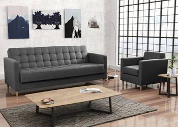 Zestaw Quest w stylu skandynawskim (fotel + rozkładana sofa)