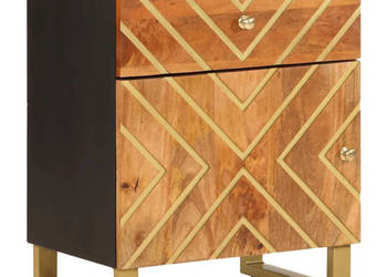 Szafka nocna brązowo-czarna 50x33x60 cm lite drewno mango WM-356791