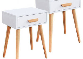 Szafki nocne zestaw 2 szt. nowoczesne stoliki kawowe białe ModernHome