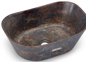 Umywalka 50 cm LIBRA BASIC – GRANITE niebiesko-szary i ochra