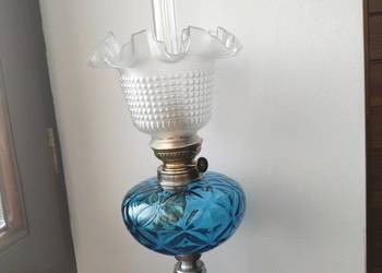 Stara francuska wyjątkowa cynkalowa - szklana lampa naftowa nr 335 Stara francuska wyjątkowa cynkalowa - szklana lampa naftowa nr 335