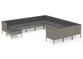 12-cz. zestaw wypoczynkowy do ogrodu poduszki szary rattan PE WM-3094526