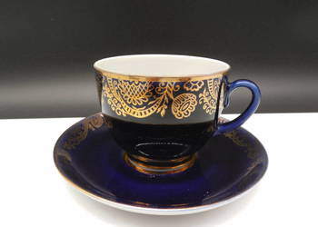 ŁOMONOSOW - KOBALTOWA FILIŻANKA ZE SPODKIEM