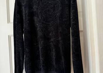 Bluza męska Zara S we wzór roślinny czarna bawełna