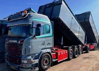 Scania z przyczepa wywrotka do zboza z wydmuchem odkurzacz
